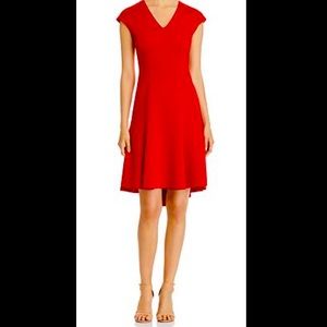 Elie Tahari Red Moriah Fit-and-Flare Midi Dress